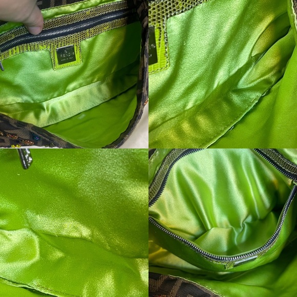 ๐SOLD๐Fendi zucca print floral beaded baguette lizard shoulder strap RARE - Picture 15 of 16